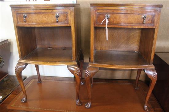 Pair of reproduction walnut bedside cabinets